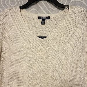 NWT Ivory and Gold Chaps Long Sweater 1X